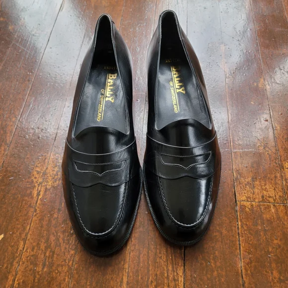 New Bally Men's Black Leather Loafers Sz.9 D - Picture 2 of 8